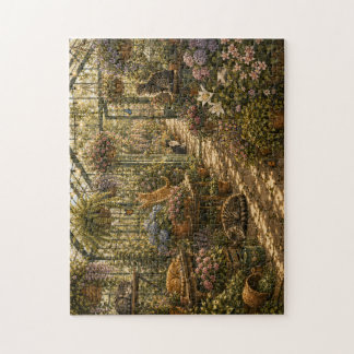 Gemütliches botanisches Gewächshaus Katzen Wasserf