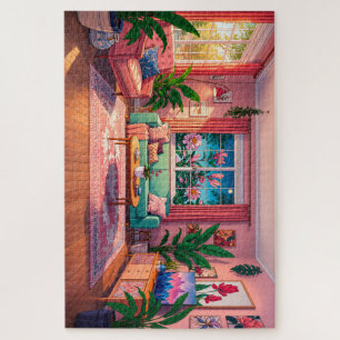 Gemütliches botanisches Wohnzimmer-Puzzle