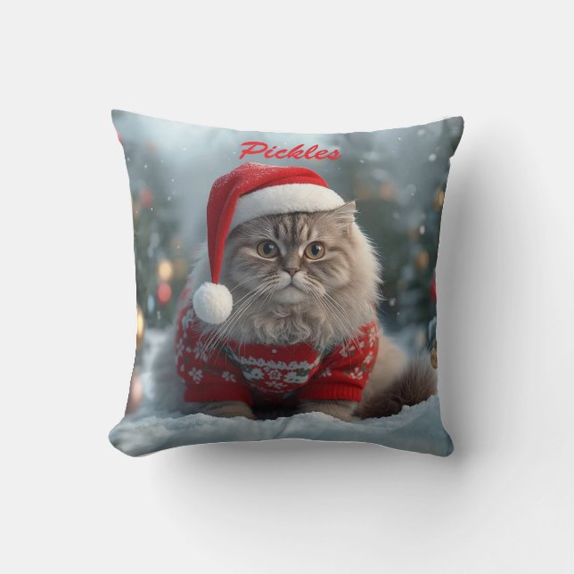 Gemütliches British Shorthair Weihnachten Personal Kissen (Vorderseite)
