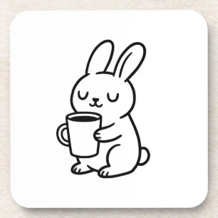 Gemütliches Bunny Coffee Doodle Getränkeuntersetzer