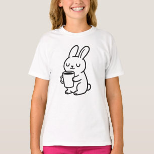 Gemütliches Bunny Coffee Doodle T-Shirt