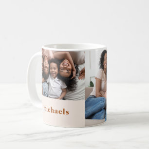 Gemütliches Burnt Orange Zwei Fotos mit Name Kaffeetasse