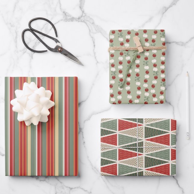 Gemütliches Cabin Weihnachten Set 3 Geschenkpapier Set (Vorderseite)