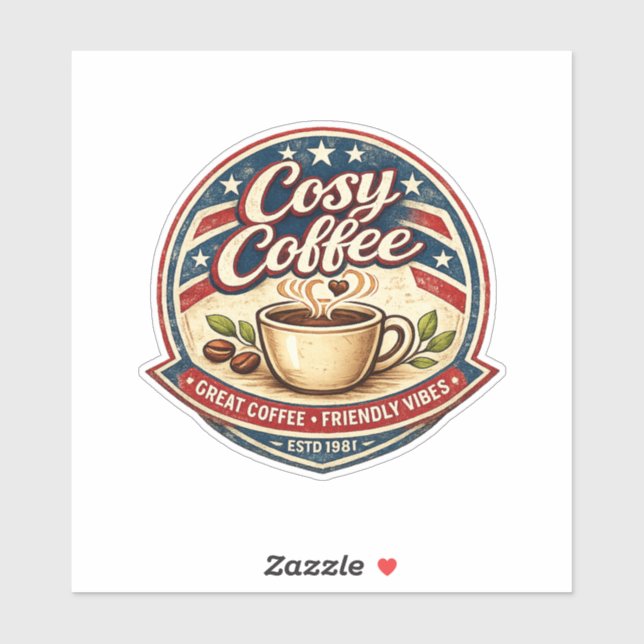 Gemütliches Café Aufkleber (Blatt)