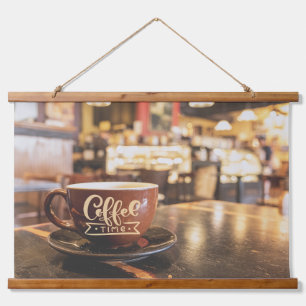 Gemütliches Café Moments Wandteppich Mit Holzrahmen