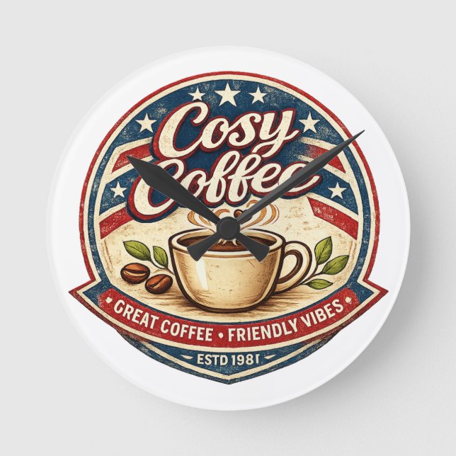 Gemütliches Café Runde Wanduhr (Vorderseite)