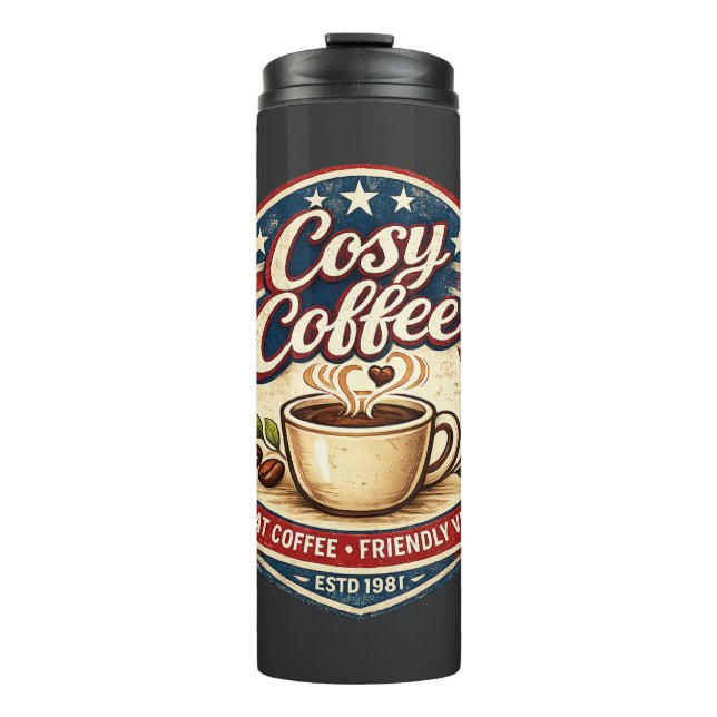 Gemütliches Café Thermosbecher (Vorderseite)