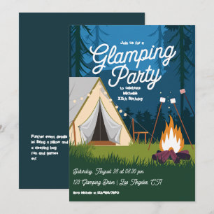 Gemütliches Campfeuer und Zelt-Glamping-Party Einladung