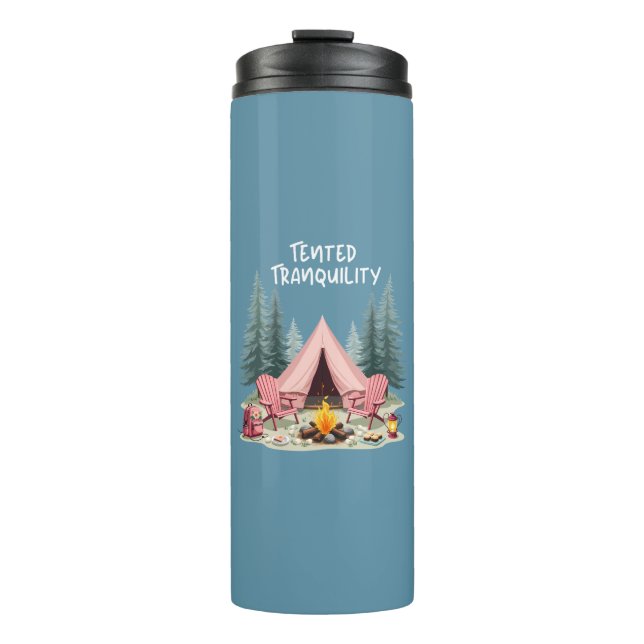 Gemütliches Camping Ästhetisches Glamping Zelt & C Thermosbecher (Vorderseite)
