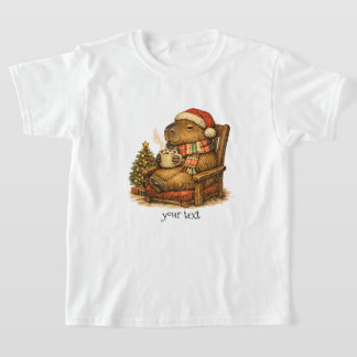 Gemütliches Capybara-Weihnachts-Heißgetränk Retro- T-Shirt