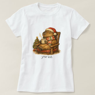 Gemütliches Capybara-Weihnachts-Heißgetränk Retro- T-Shirt