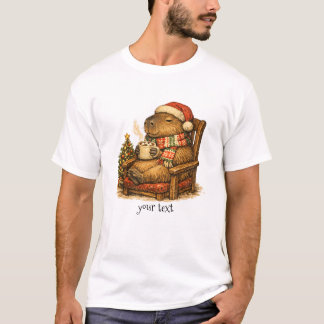 Gemütliches Capybara-Weihnachts-Heißgetränk Retro- T-Shirt