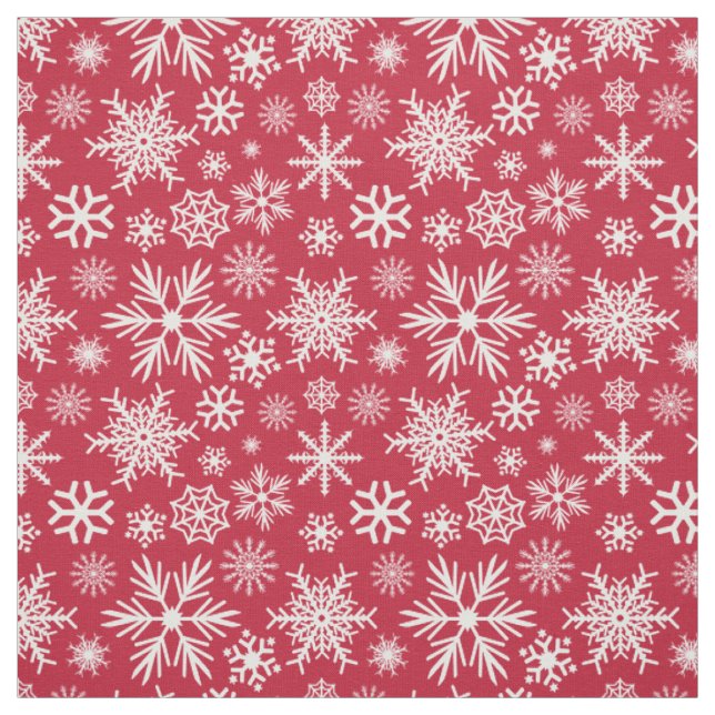 Gemütliches Chic Red Winter Snowflakes Muster Stoff (Muster)