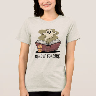 Gemütliches Cream Gothic Book Ghost Tri-Blend Shirt