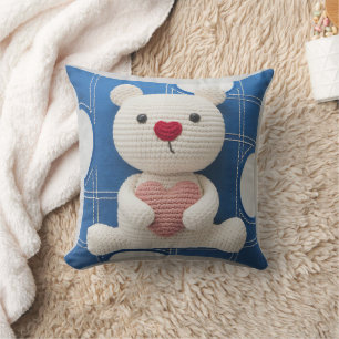 Gemütliches Crocheted Bear Decorative Kissen