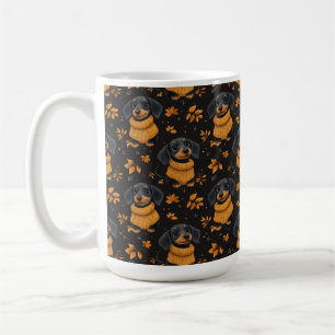 Gemütliches Dackel Herbstmuster - Hunde lieben Des Kaffeetasse