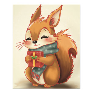 Gemütliches Eichhörnchen mit einem Geschenk – Whim Fotodruck