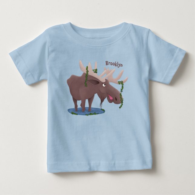 Gemütliches Elch-Cartoon-Illustration Baby T-shirt (Vorderseite)