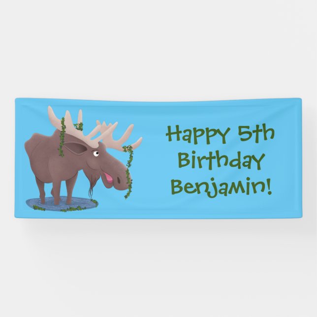 Gemütliches Elch-Cartoon-Illustration Banner (Horizontal)