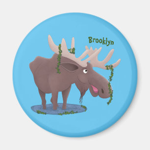 Gemütliches Elch-Cartoon-Illustration Magnet