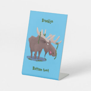 Gemütliches Elch-Cartoon-Illustration Sockelschild