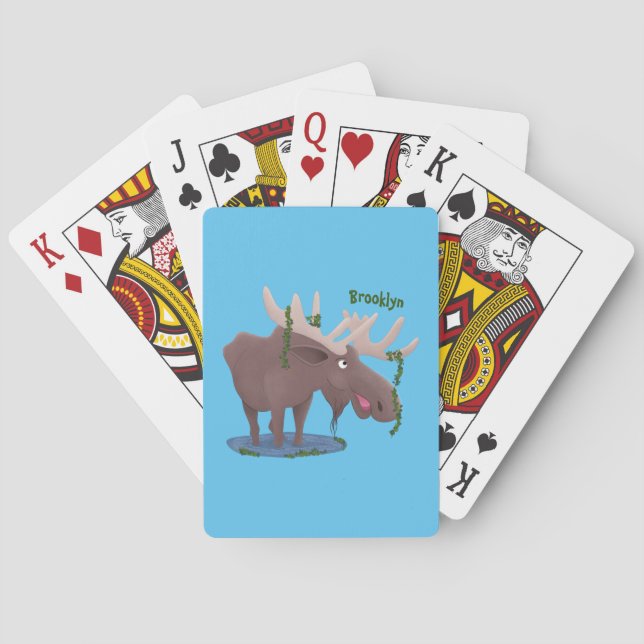 Gemütliches Elch-Cartoon-Illustration Spielkarten (Rückseite)