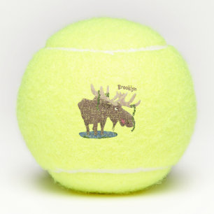 Gemütliches Elch-Cartoon-Illustration Tennisbälle