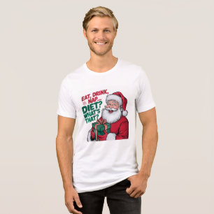 Gemütliches Essen Trinken Schlafen Santa Weihnacht Tri-Blend Shirt
