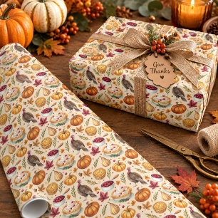 Gemütliches Farmhouse-Erntedankfest-Muster Geschenkpapier