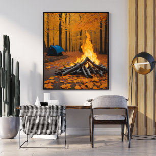 Gemütliches Feuer- und Holzhaus, einzigartige Wald Poster