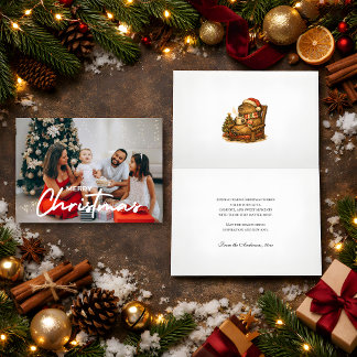 Gemütliches Foto Weihnachtsmütze Capybara Retro He Karte