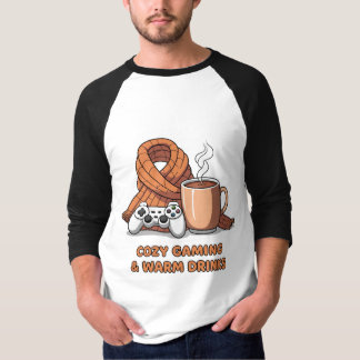 Gemütliches Gaming Warme Getränke Retro-Spieler He T-Shirt