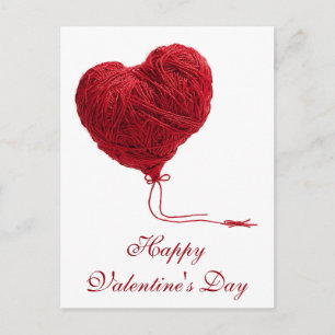 Gemütliches Garnherz für den Valentinstag Postkarte