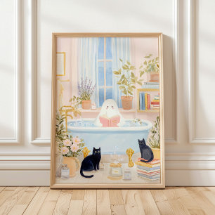 Gemütliches Ghost Reading in der Blase Bad mit sch Poster
