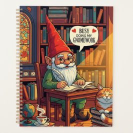 Gemütliches Gnome mit seinem Gnomework Planer