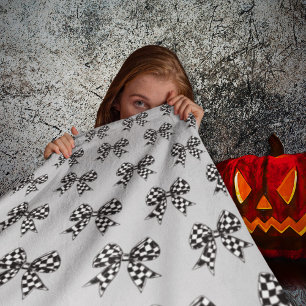 Gemütliches Halloween-graues schwarzes Bogen Coque Fleecedecke