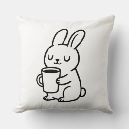 Gemütliches Hasen-Kaffee-Doodle Kissen