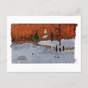Gemütliches Haus in schneebedeckter Landschaft Postkarte