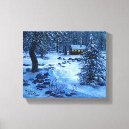 Gemütliches Häuschen im Schnee" Galerie umwickelt Leinwanddruck