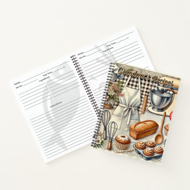 Gemütliches hausgemachtes Backszenario mit Schürze Notizbuch (Innenseite)