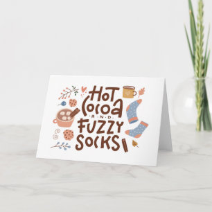 Gemütliches Heißes Kakao- und Flauschige Socken-De Karte