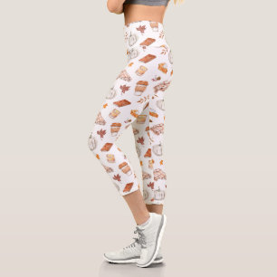 Gemütliches Herbst Essentials Wasserfarben Muster Capri Leggings