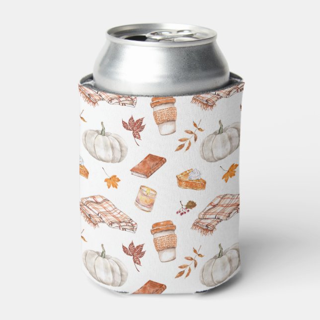 Gemütliches Herbst Essentials Wasserfarben Muster Dosenkühler (Kanne Vorderseite)