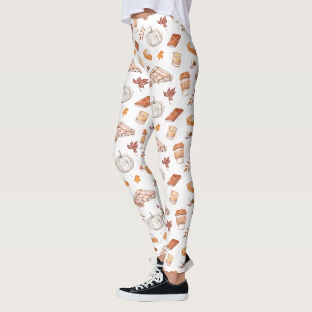 Gemütliches Herbst Essentials Wasserfarben Muster Leggings (Links)