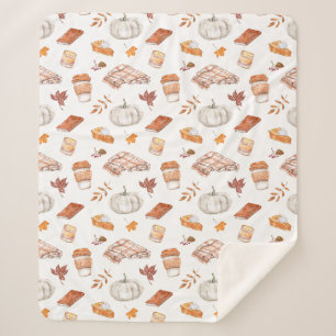 Gemütliches Herbst Essentials Wasserfarben Muster Sherpadecke