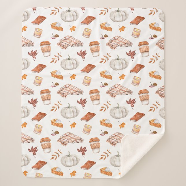 Gemütliches Herbst Essentials Wasserfarben Muster Sherpadecke (Vorderseite)