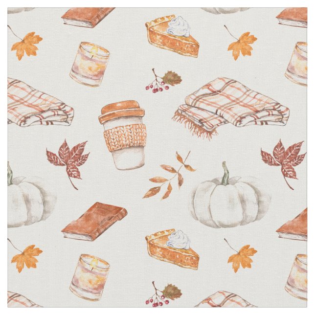 Gemütliches Herbst Essentials Wasserfarben Muster Stoff (Nahaufnahme)