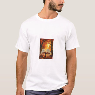 Gemütliches Herbst-Geister-Date-Café Digitale Ölge T-Shirt