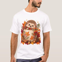 Gemütliches Herbst-Igel-Kaffeetassen-T-Shirt