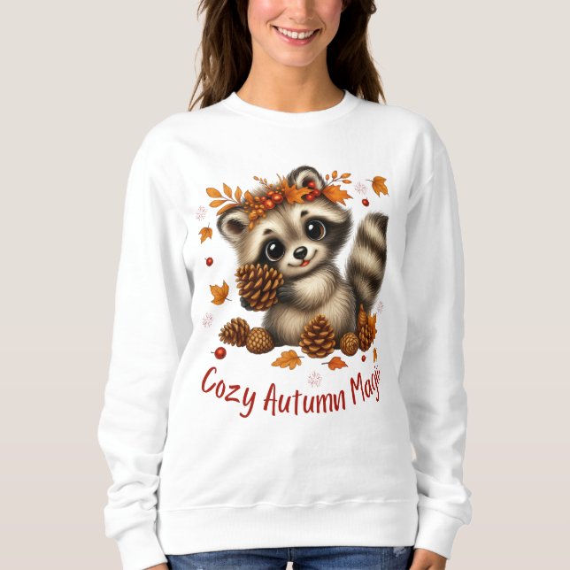 Gemütliches Herbst-Magie-Racoon-Sweatshirt Sweatshirt (Vorderseite)